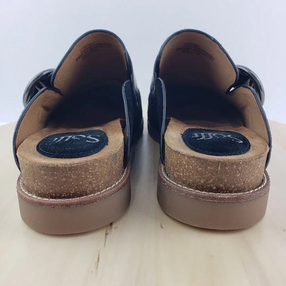 Sofft Slip on Clog Mules Women's Sz 8M Billie Black Leather Suede Comfort Casual - Picture 3 of 12
